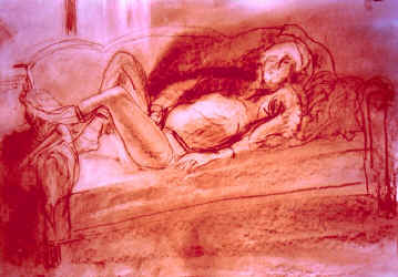 Lying on Sofa Conte.jpg (181417 bytes)